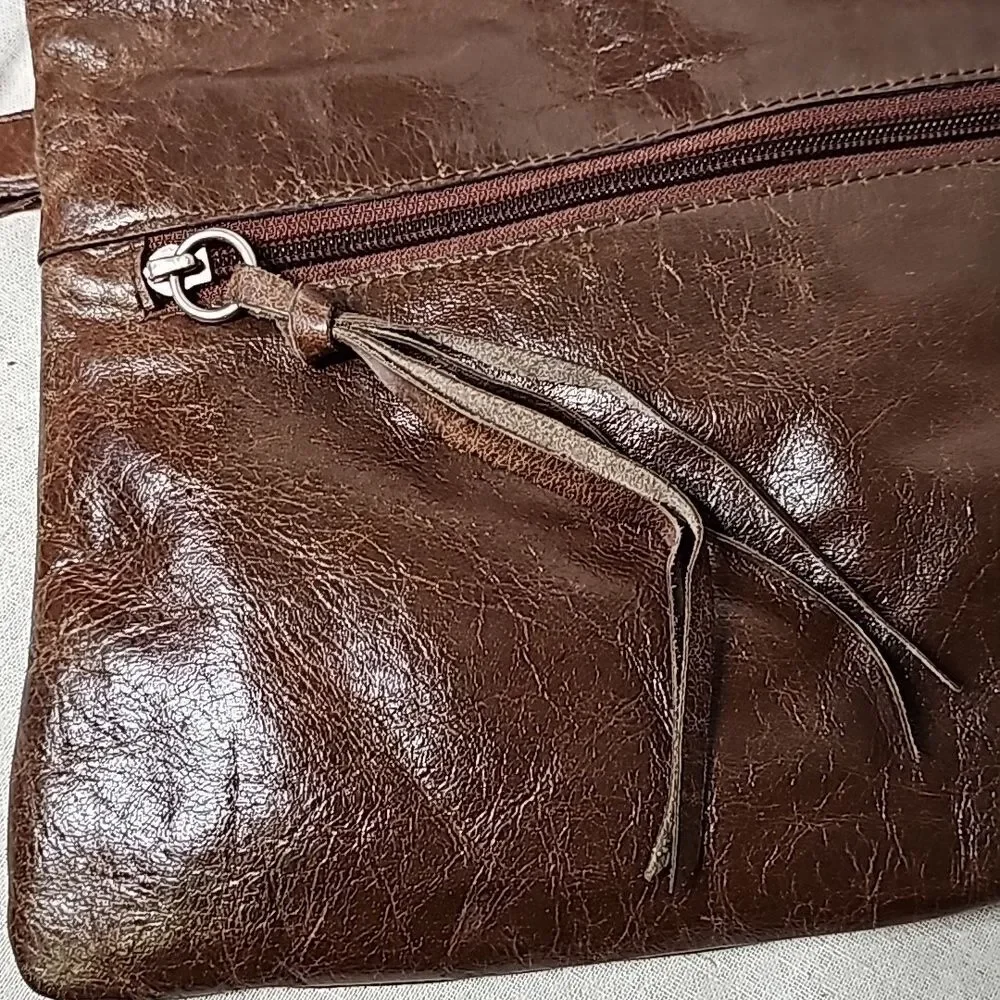 ILI Genuine Leather Brown Hobo Bag Distressed Handbag or Shoulder Strap